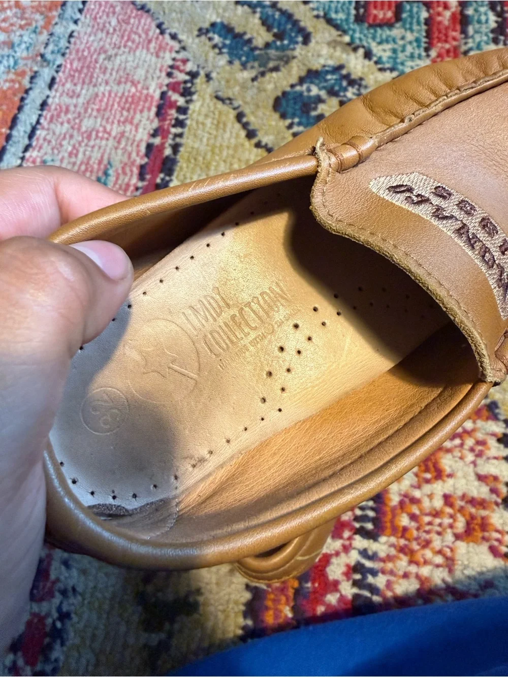 LMDI collection Brown Leather Slip-On Loafers EUR 32